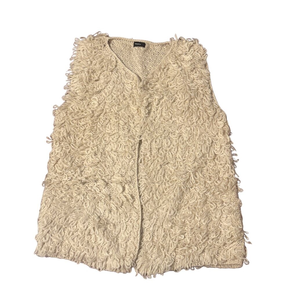 Theory Beige Hairy Faux Fur Vest
